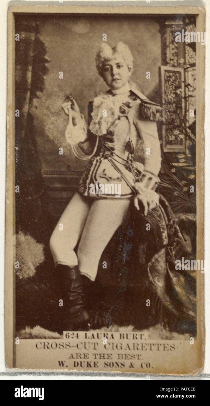 Número de tarjeta 624, Laura Burt, de los actores y actrices (serie N145-3) emitidos por el duque Sons & Co. para promover los cigarrillos de corte transversal. Dimensiones: Hoja: 11/16 2 × 1 3/8 in. (6,8 × 3,5 cm). Editorial: Publicado por W. Duke, Sons & Co. de Nueva York y Durham, N.C.). Fecha: 1880. Las tarjetas comerciales del conjunto "actores y actrices" (N145-3), publicado en 1880 por W. Duke Sons & Co. para promover los cigarrillos de corte transversal. Hay ocho subconjuntos de la N145 series. Deporte varios subconjuntos diferentes diseños de tarjeta y también promover diferentes marcas de tabaco representada por W. Duke Sons & Company. Esta tarjeta es de la TH Foto de stock