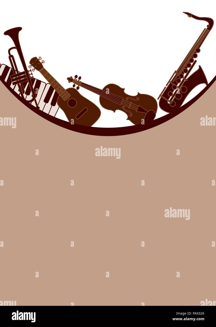 Plantilla de presentación con instrumentos musicales y un triángulo de  fondo. Ilustración vectorial Imagen Vector de stock - Alamy