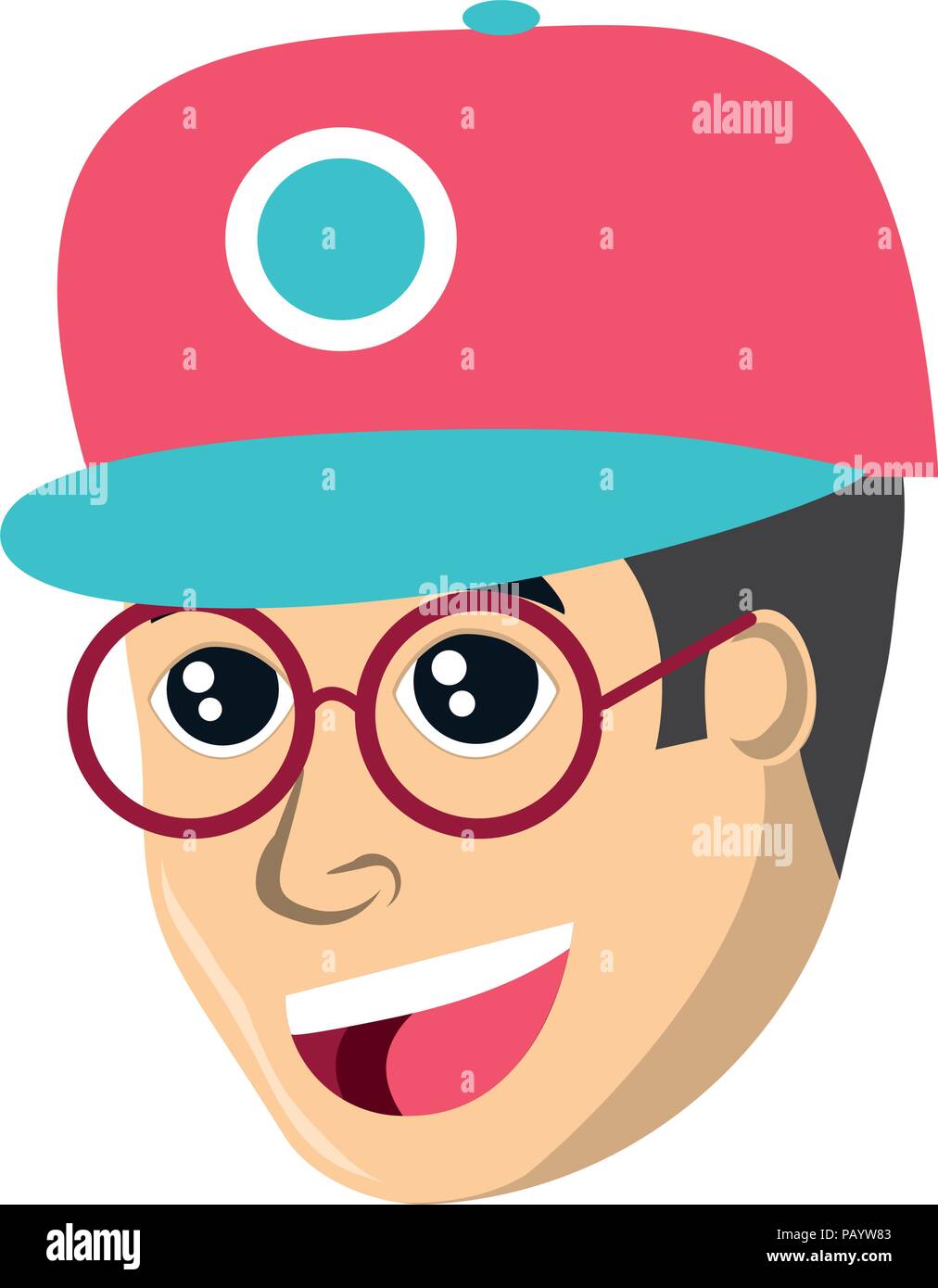 Cartoon hombre llevaba una gorra y gafas sobre fondo blanco, ilustración  vectorial Imagen Vector de stock - Alamy