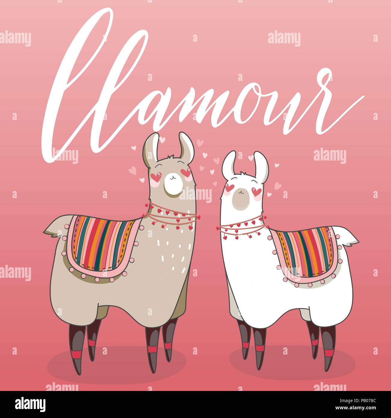 Lama En Estilo De Dibujos Animados Lama En Amor Con El Corazon En