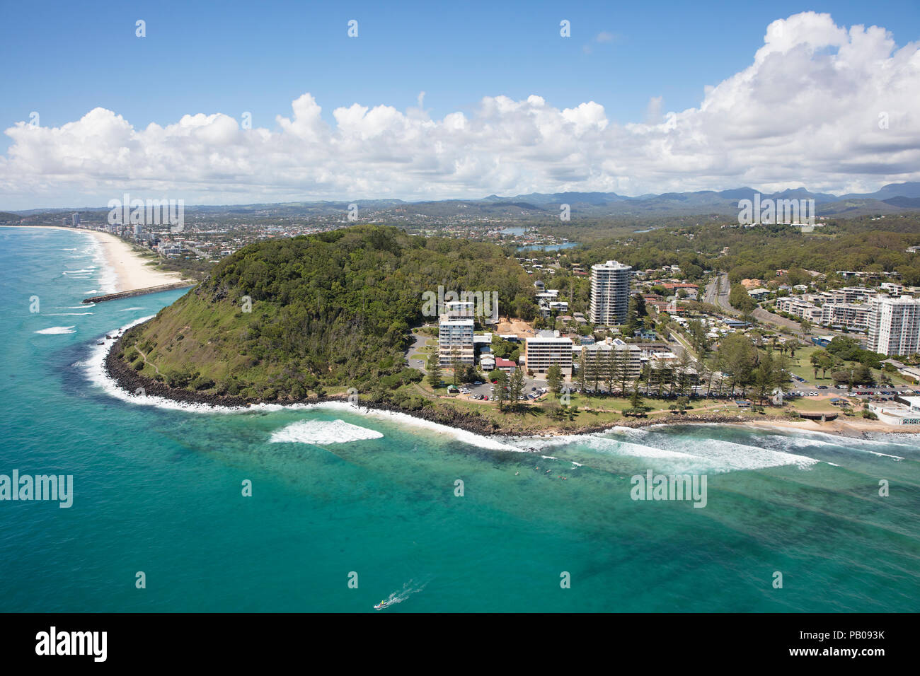 Vista aérea de Burleigh Heads, Gold Coast, Queensland, Australia Foto de stock