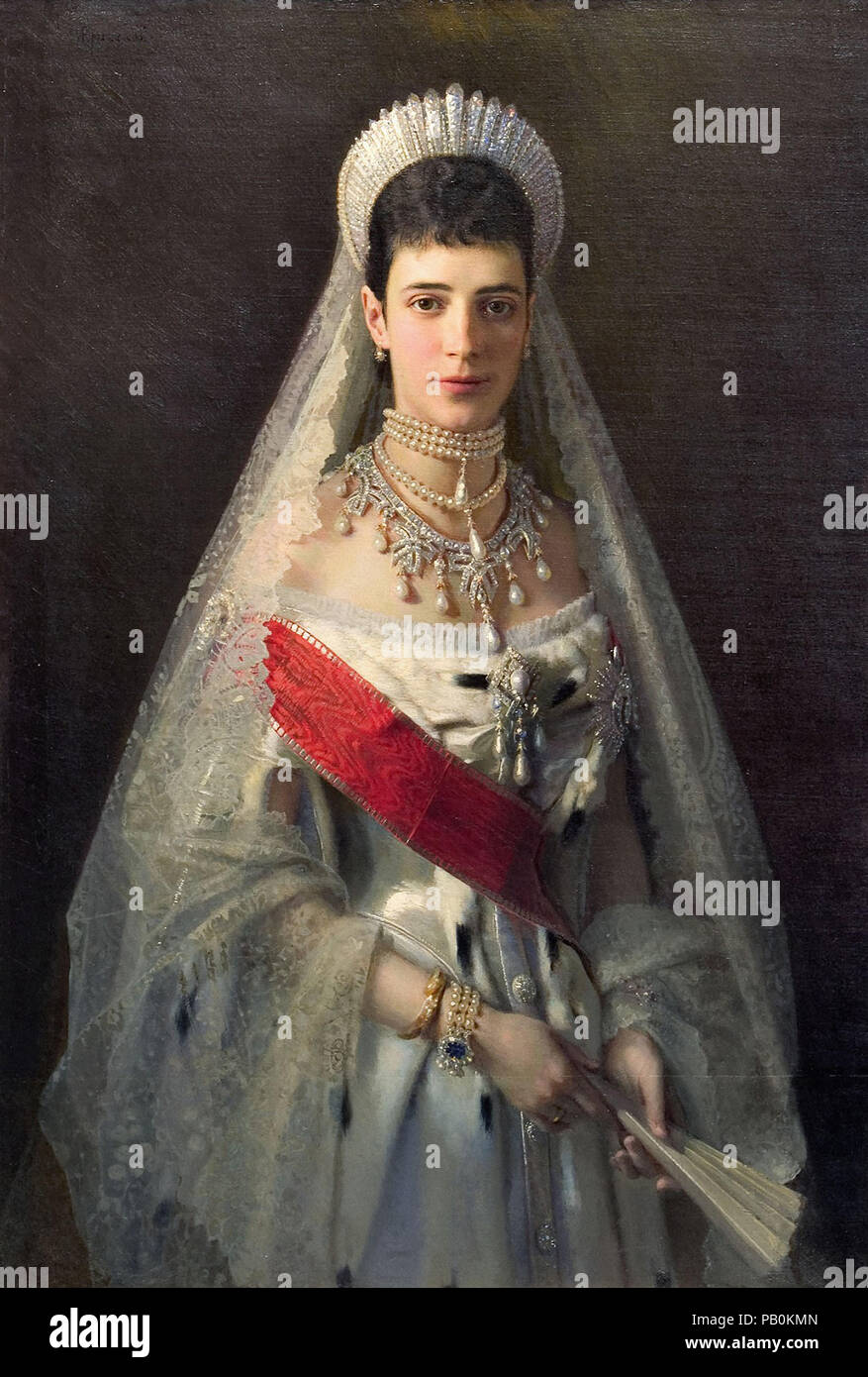 Ivan Kramskoy Nikolaevich - Retrato de Maria Fyodorovna Princesa Dagmar de Dinamarca, esposa del zar ruso Alejandro III Foto de stock