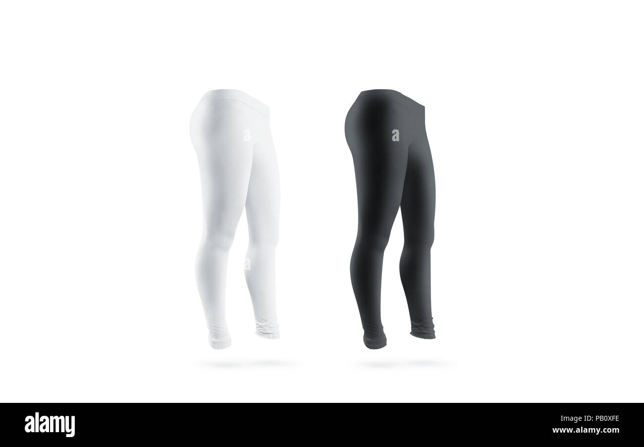 Maqueta leggings en blanco, negro, blanco, aislado. Claro leggins  plantilla. Presentación de diseño de pantalones de tela. Deporte pantaloons  stretch panties modelo desgaste Fotografía de stock - Alamy