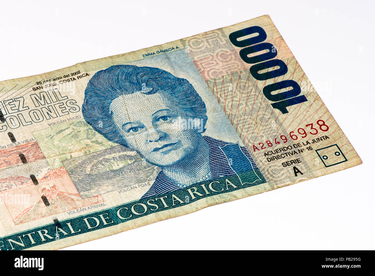 10000 colones costarricenses Bank note. Colones es la moneda nacional