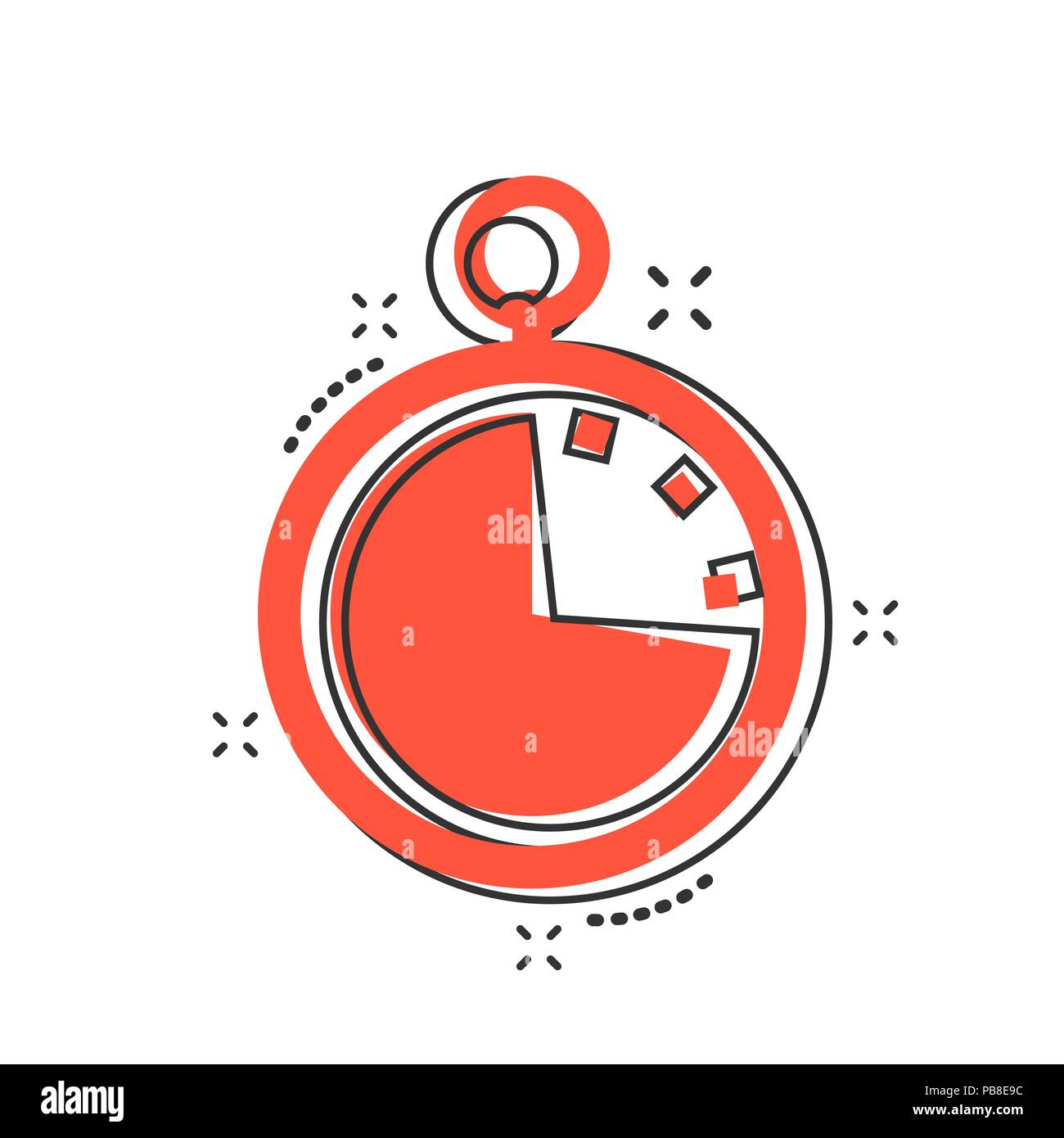 Cartoon vectores icono reloj temporizador en el cómic de estilo. Ver cartel  ilustración pictograma. Reloj efecto splash concepto empresarial Imagen  Vector de stock - Alamy