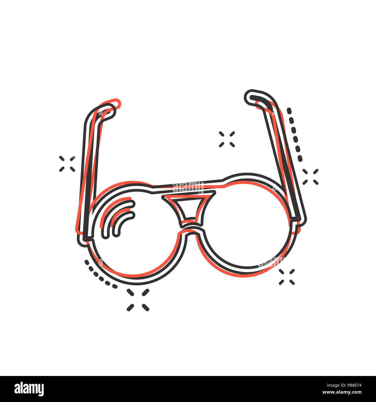 Icono de gafas de dibujos animados de vectores en el cómic de estilo. Signo  de gafas ilustración pictograma. Gafas de sol efecto splash concepto  empresarial Imagen Vector de stock - Alamy
