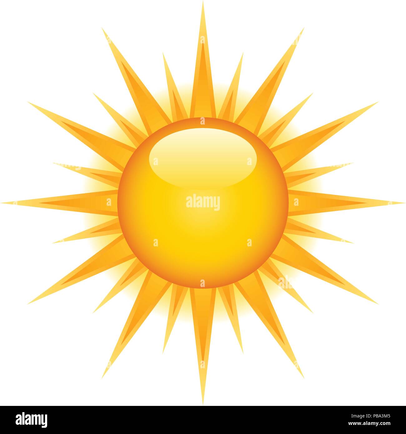 Icono de brillante sol brillante sobre fondo blanco Imagen Vector de