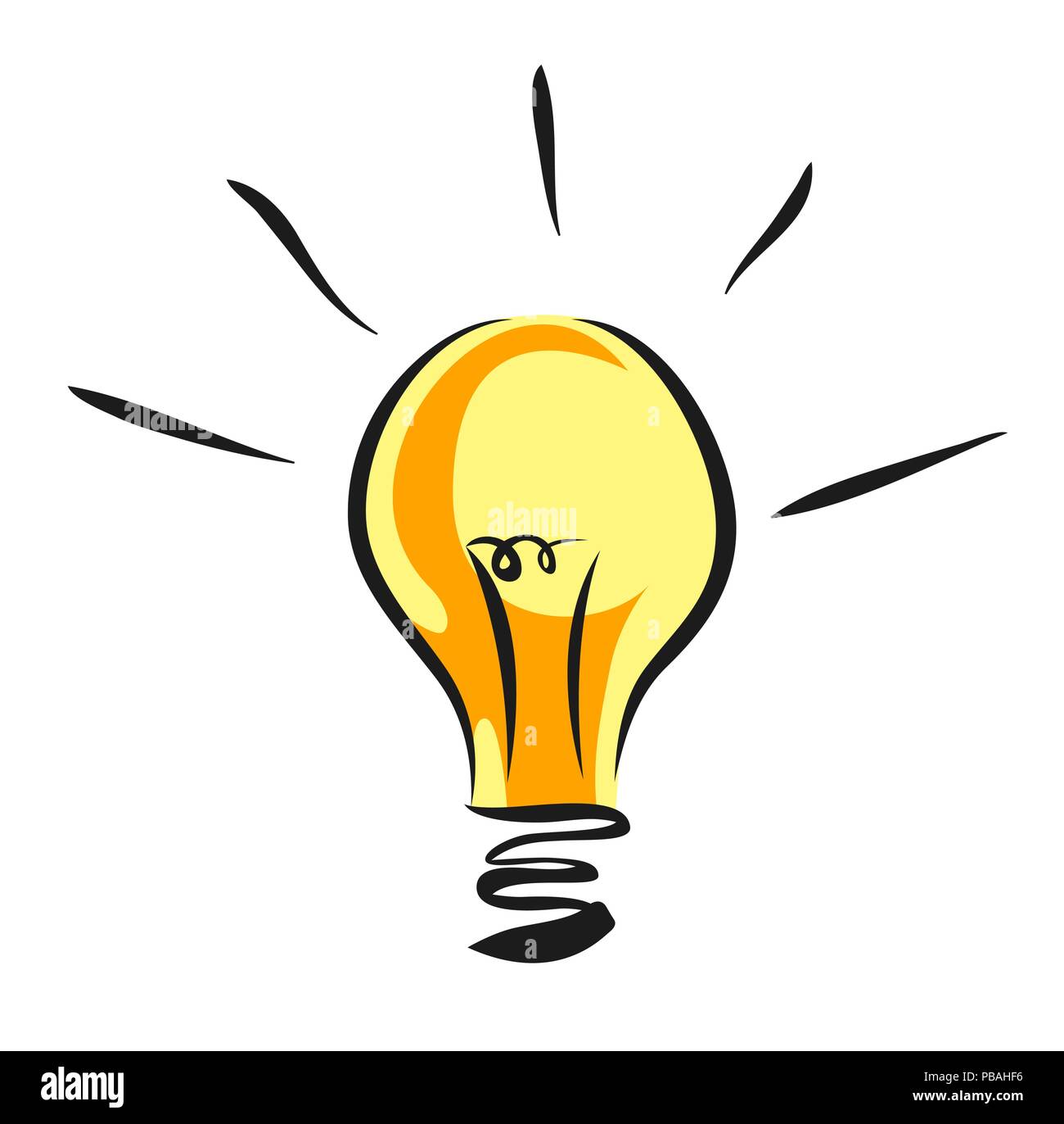Vector brilla la bombilla eléctrica. Lámpara de dibujos animados Imagen  Vector de stock - Alamy