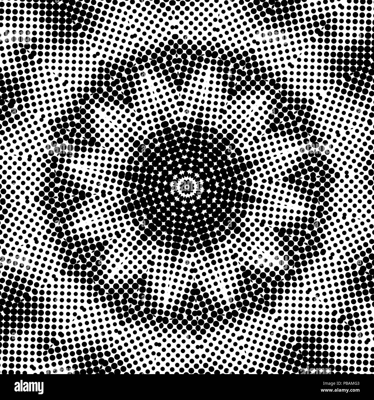 Blanco y negro patrón efecto caleidoscopio de medias tintas como el gráfico, la ilustración de Fotografía de - Alamy