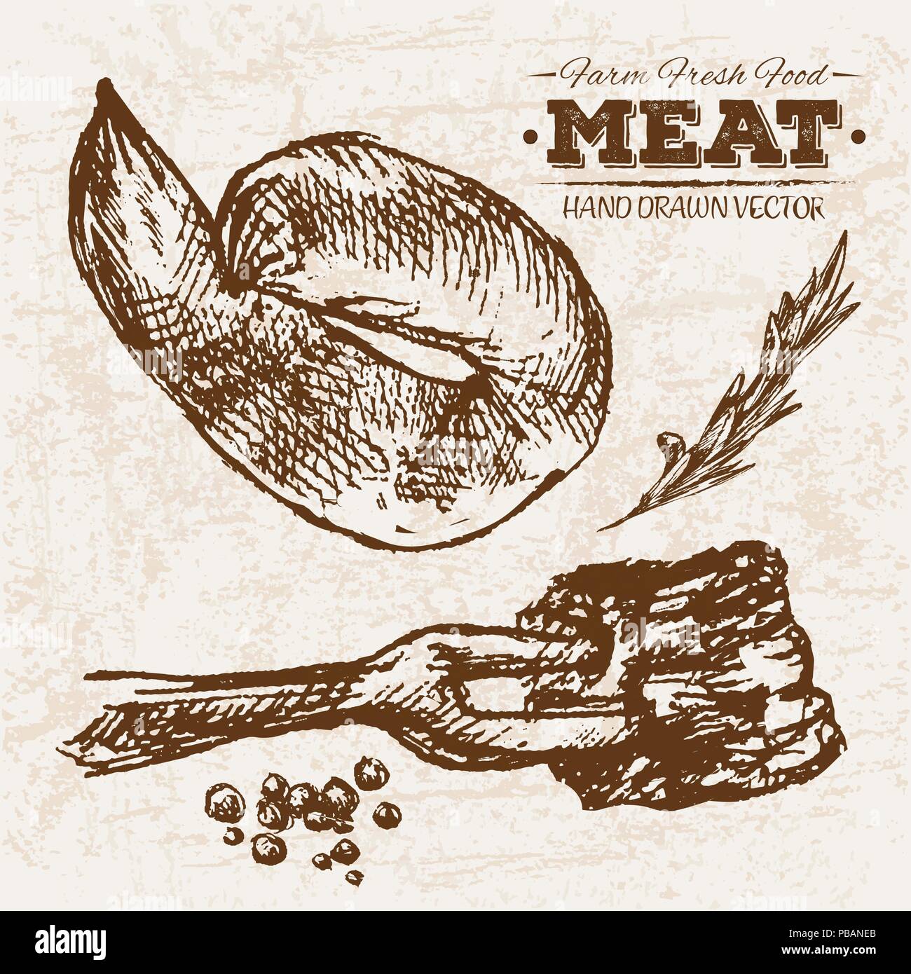 Croquis dibujados a mano steak productos cárnicos con salchichas y salami, alimentos frescos de granja, ilustración vintage en blanco y negro, dibujo sencillo Imagen Vector de stock - Alamy Croquis dibujados a mano steak productos cárnicos con salchichas y salami, alimentos frescos de granja, ilustración vintage en blanco y negro, dibujo sencillo Imagen Vector de stock - Alamy