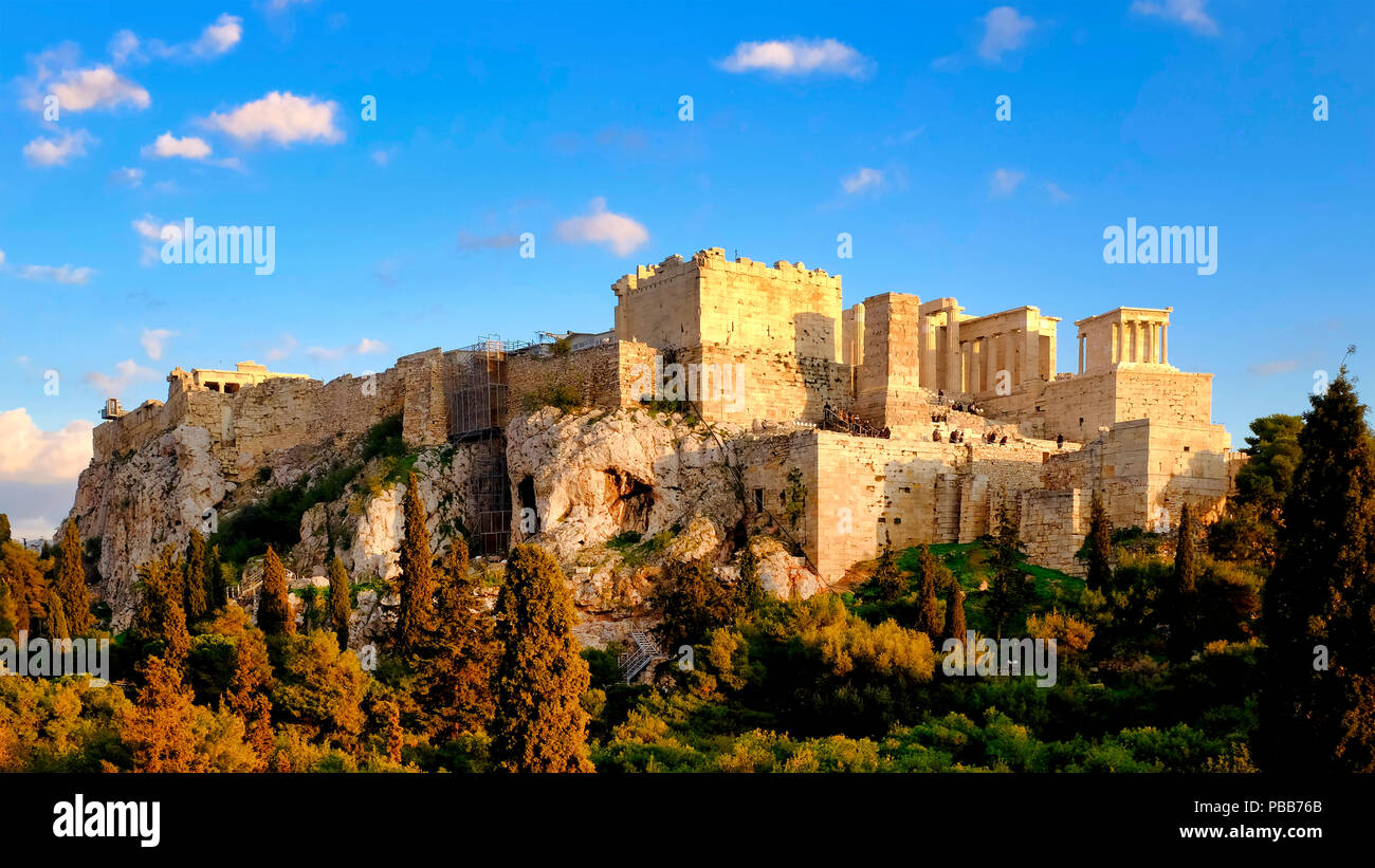 Vista de la Acrópolis de Atenas, Atenas, Grecia Foto de stock