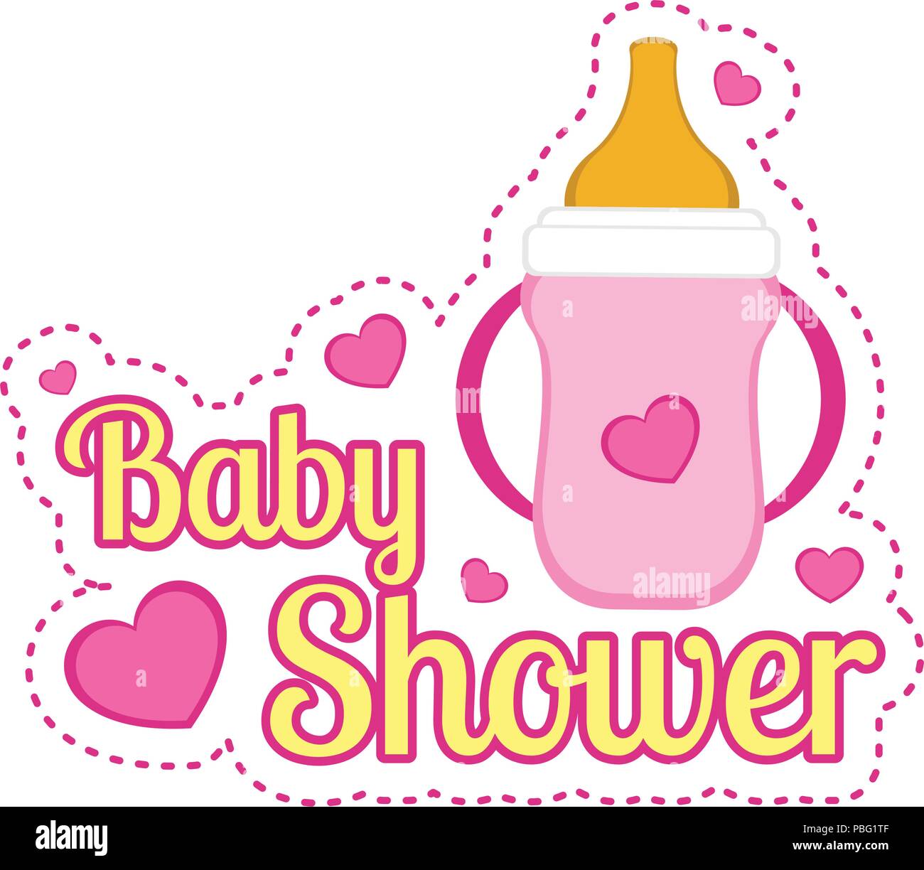 Etiqueta baby shower con un biberón Imagen Vector de stock - Alamy