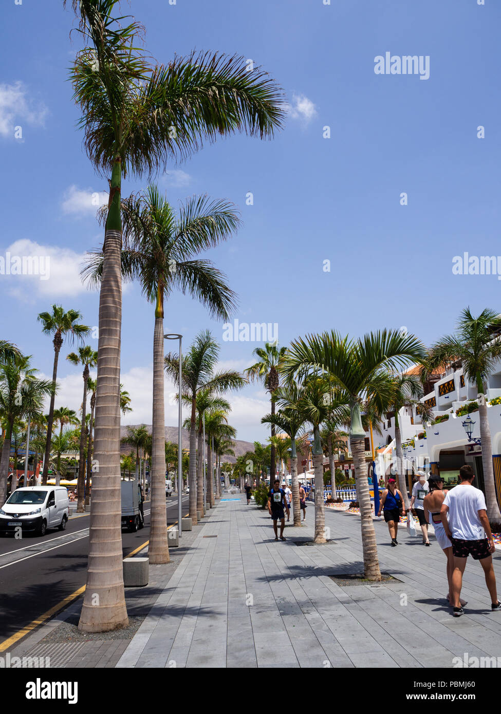 Playa de Las Americas, Tenerife, España, 13 de julio de 2018: Calle en Playa  de las Americas en Tenerife, en Islas Canarias, España Fotografía de stock  - Alamy