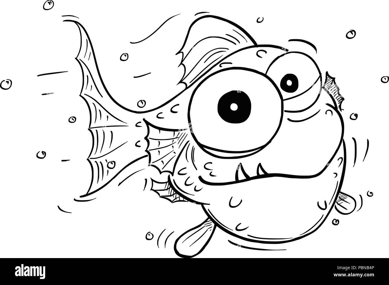 Caricatura de Crazy peces cute Ilustración del Vector