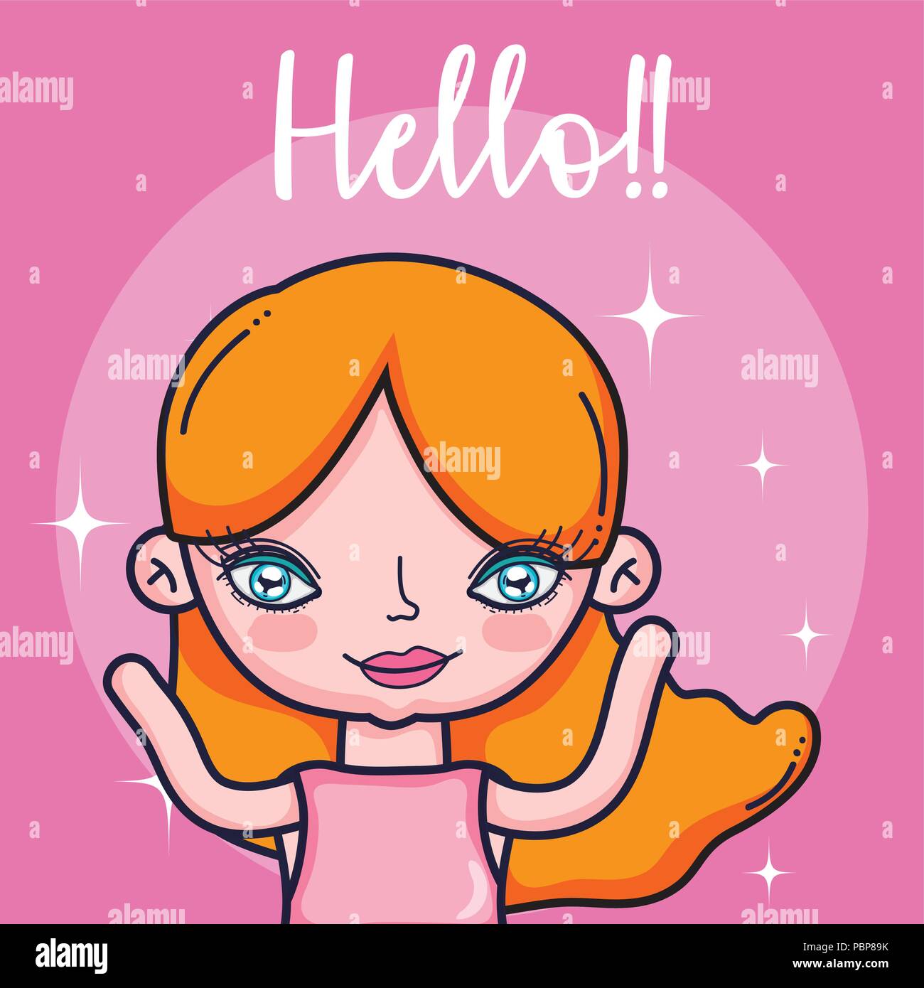 Chica diciendo hola cartoon Imagen Vector de stock - Alamy