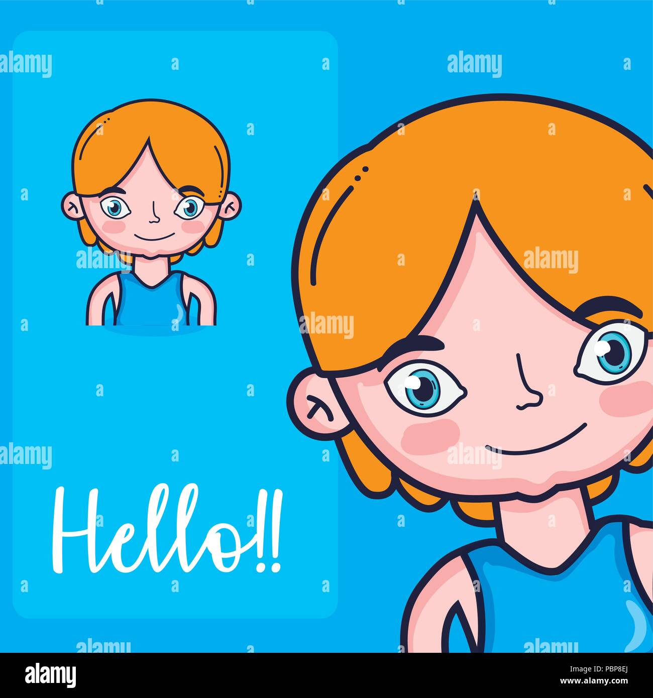 Boy diciendo hola cartoon Imagen Vector de stock - Alamy