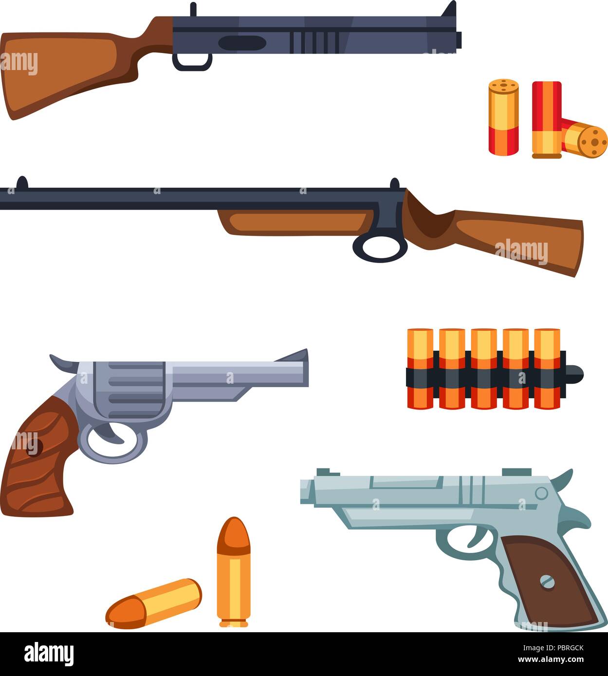 Conjunto de elementos de juego de supervivencia de dibujos animados - armas  de fuego Imagen Vector de stock - Alamy