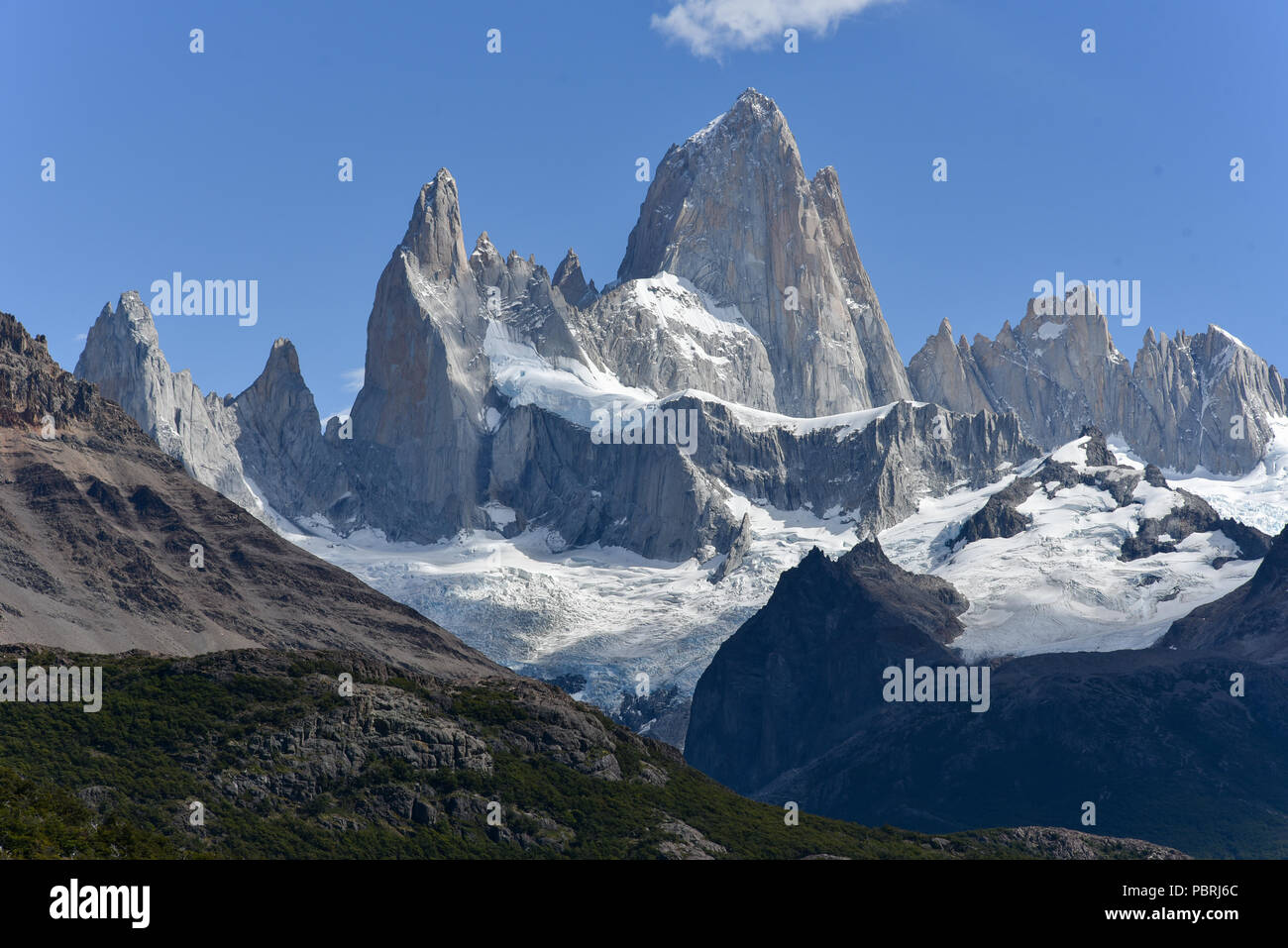 El cerro Fitz Roy, el Parque Nacional Los Glaciares, El Chaltén, Provincia de Santa Cruz, Patagonia Argentina, Sudamérica Foto de stock
