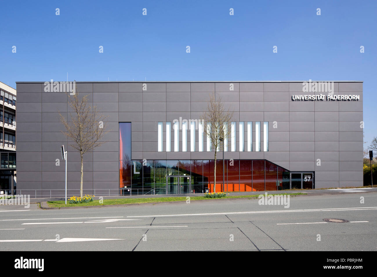 De la Universidad de Paderborn, campus principal, el auditorio y el edificio del seminario, Paderborn, East-Westphalia, Renania del Norte-Westfalia Foto de stock
