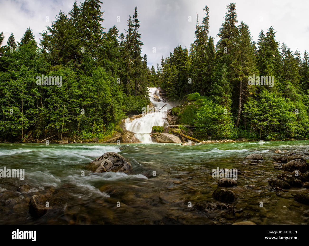 Great Bear Rainforest cascada Foto de stock