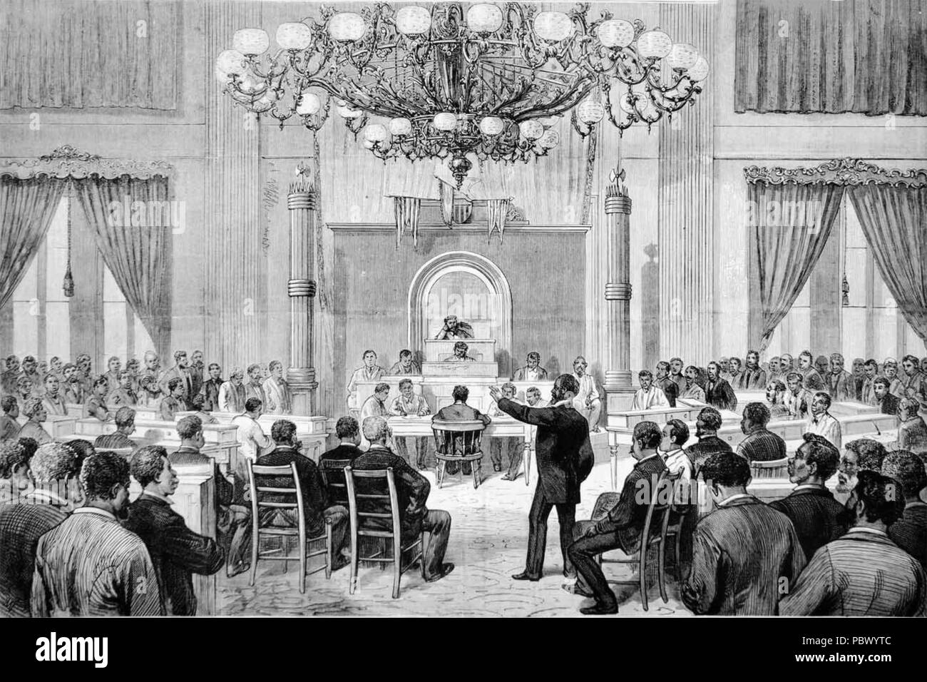 Convenciones de color movimiento. La Convención de Nashville 5-7 de abril de 1876, como se muestra en la Frank Leslie ilustrado del periódico Foto de stock