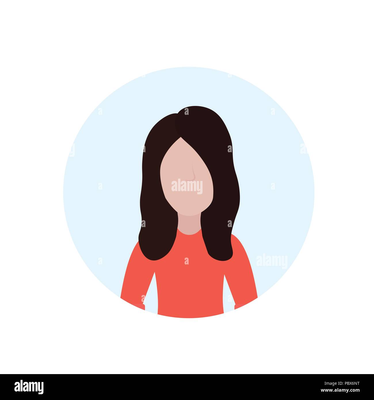 Mujer avatar femenino sin rostro aislada plana el retrato del personaje de  dibujos animados Imagen Vector de stock - Alamy