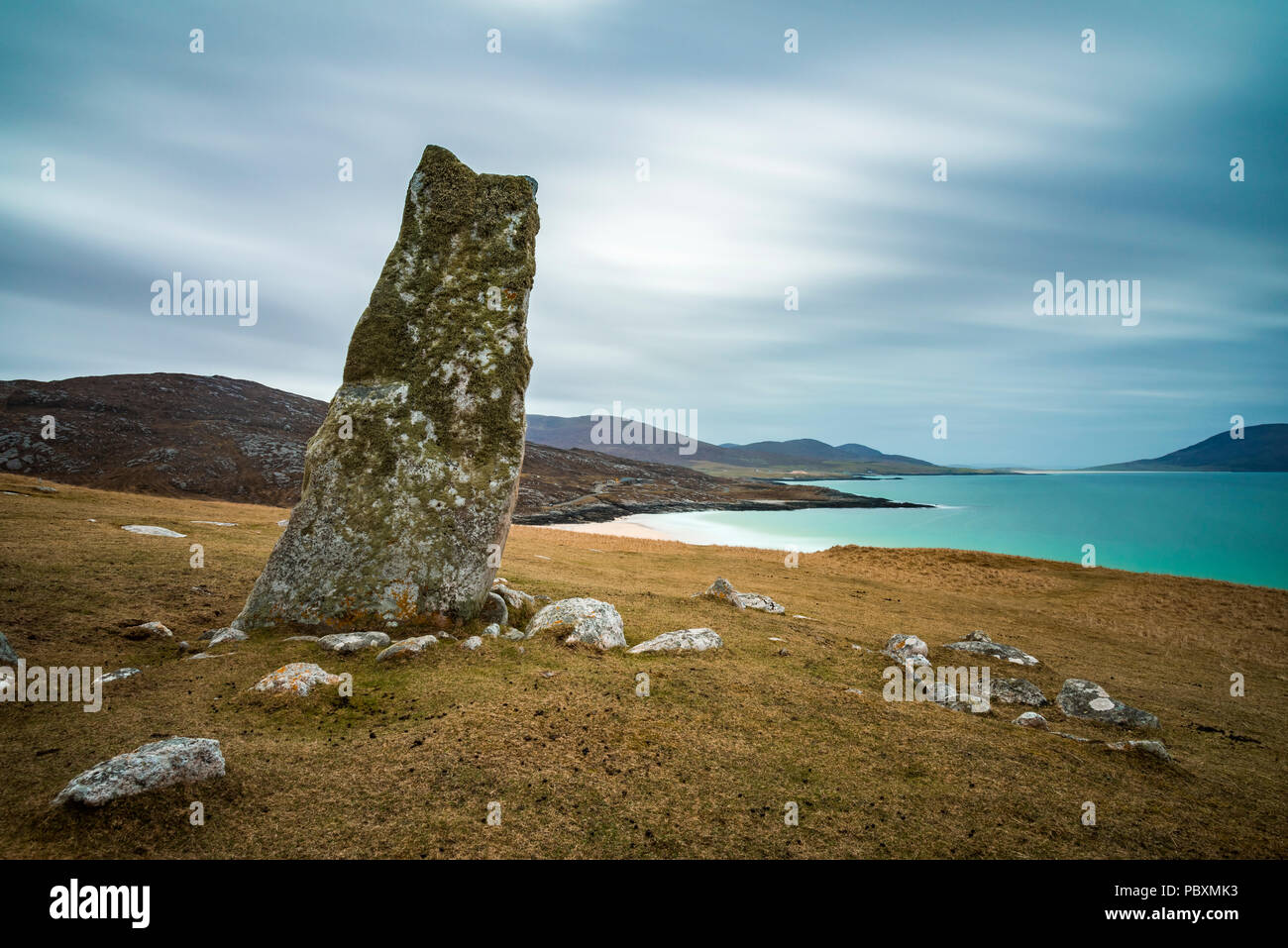 Macleod piedra permanente, Isla de Harris, Escocia, Reino Unido, Europa Foto de stock