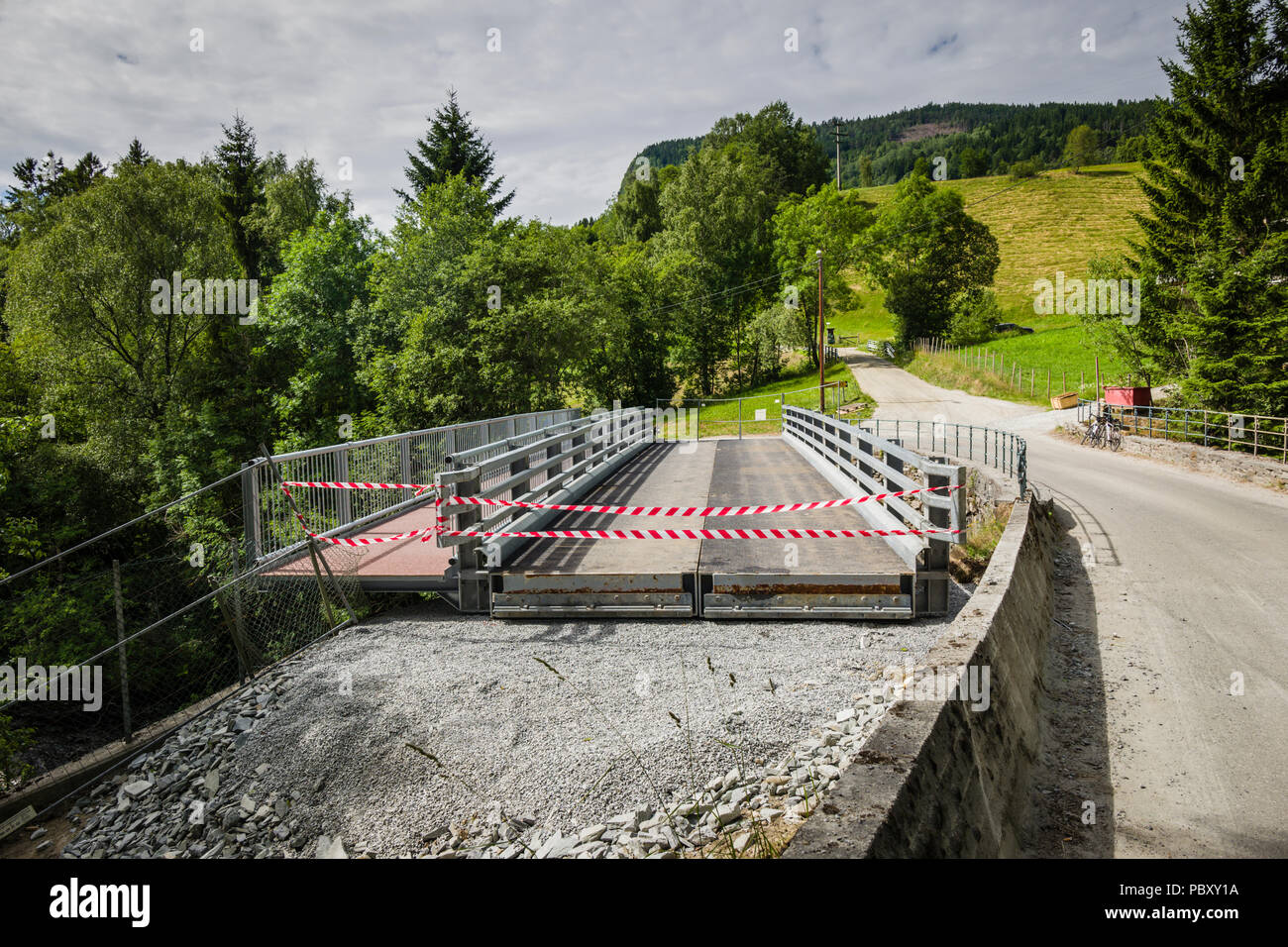 La construcción del puente cercano a Voss, Noruega. Foto de stock