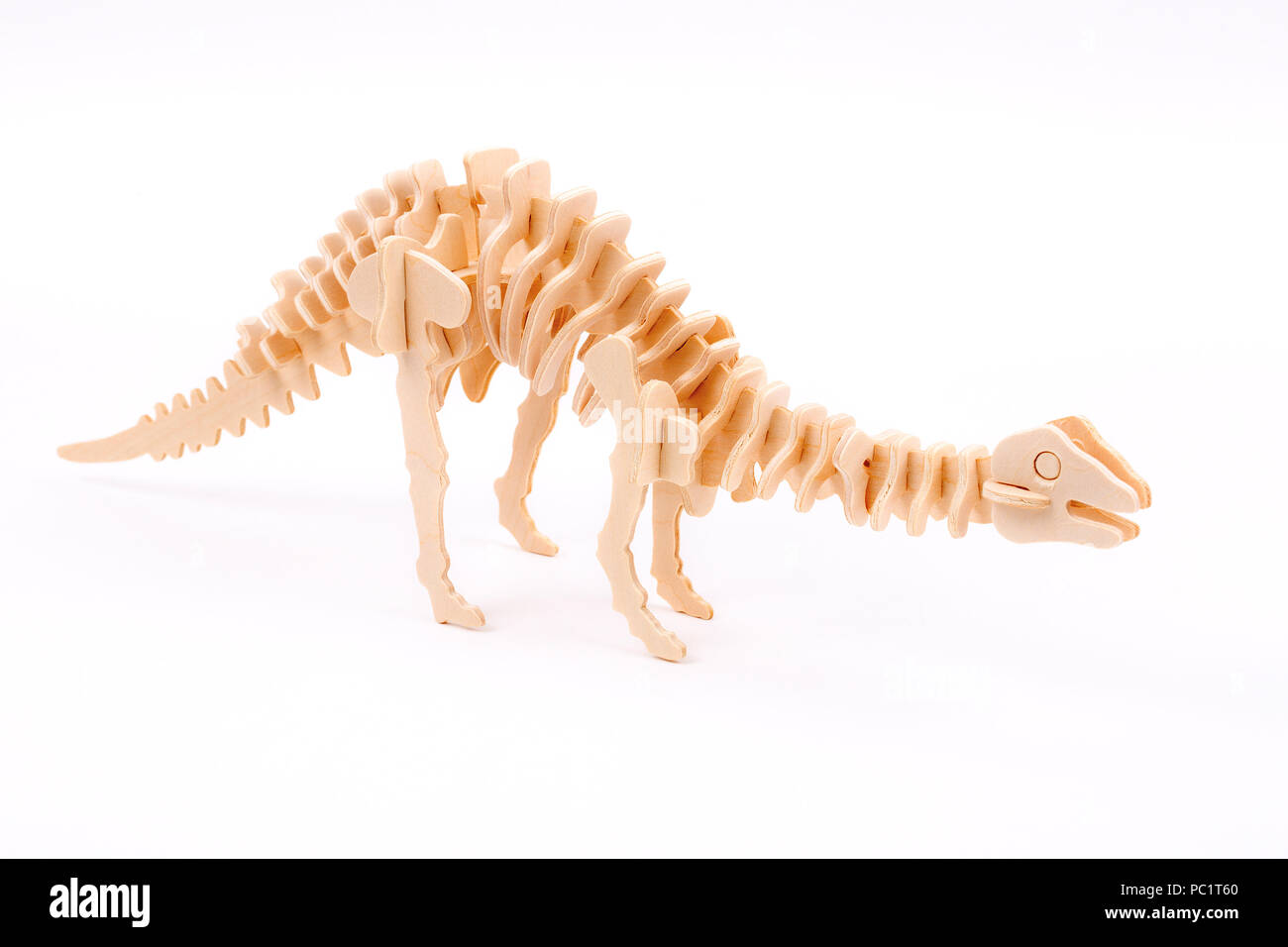 Esqueleto de dinosaurio de madera Foto de stock