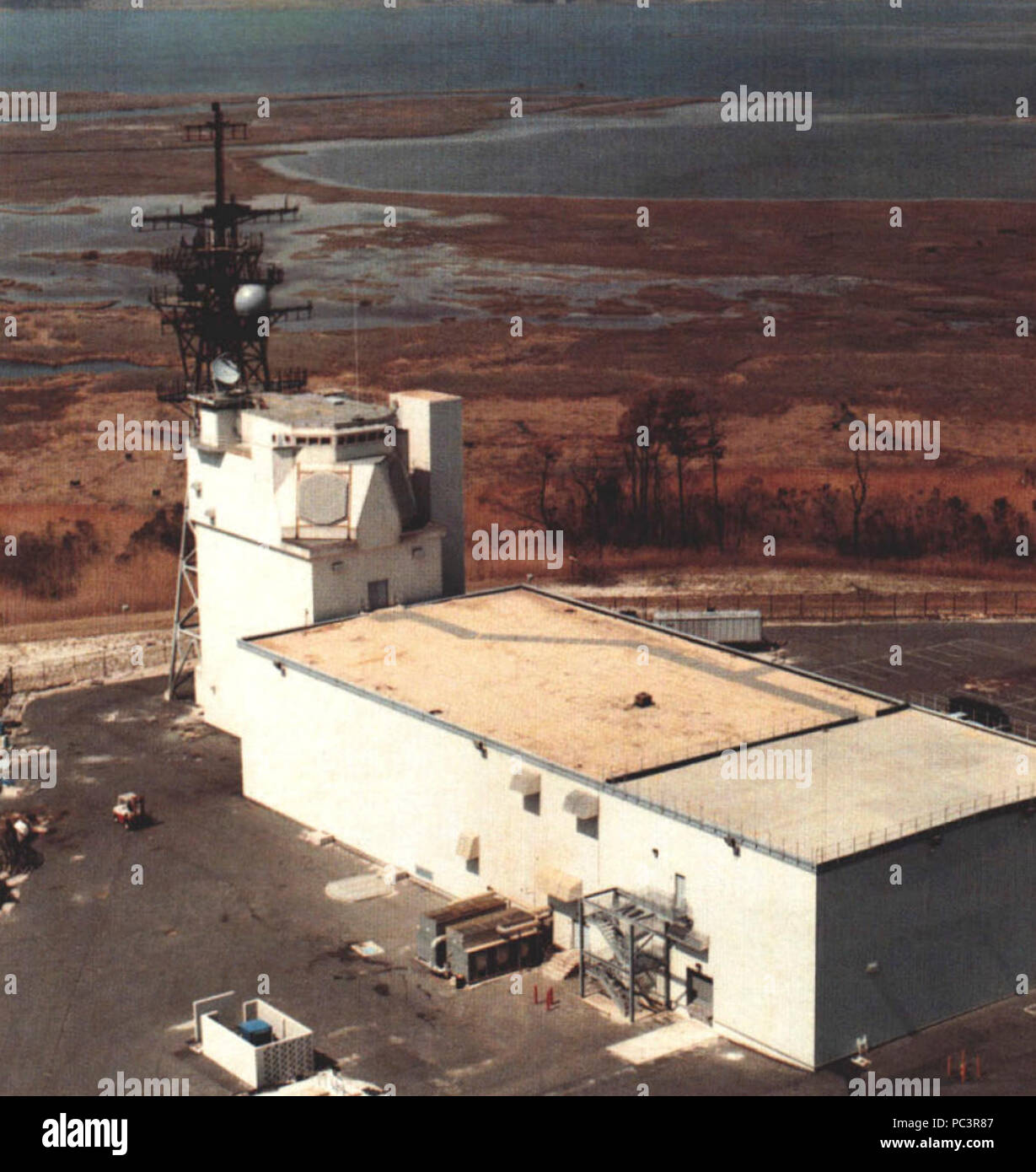 Los sistemas de combate Aegis Center en la Isla de Wallops, c1988. Foto de stock