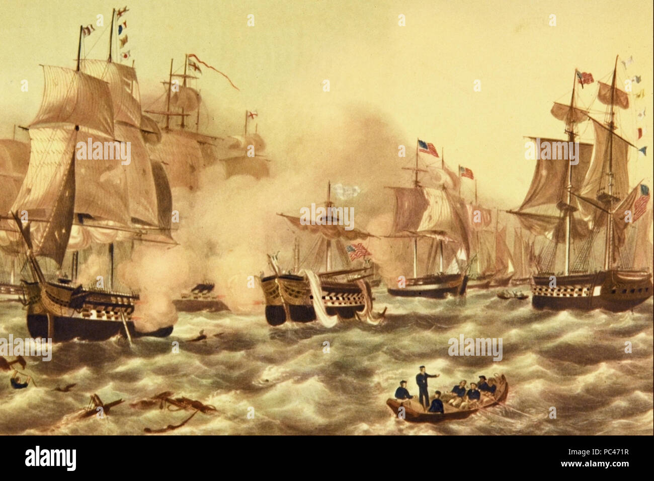 593 La Batalla del lago Erie, Commodore... - J. Perry Newell Foto de stock