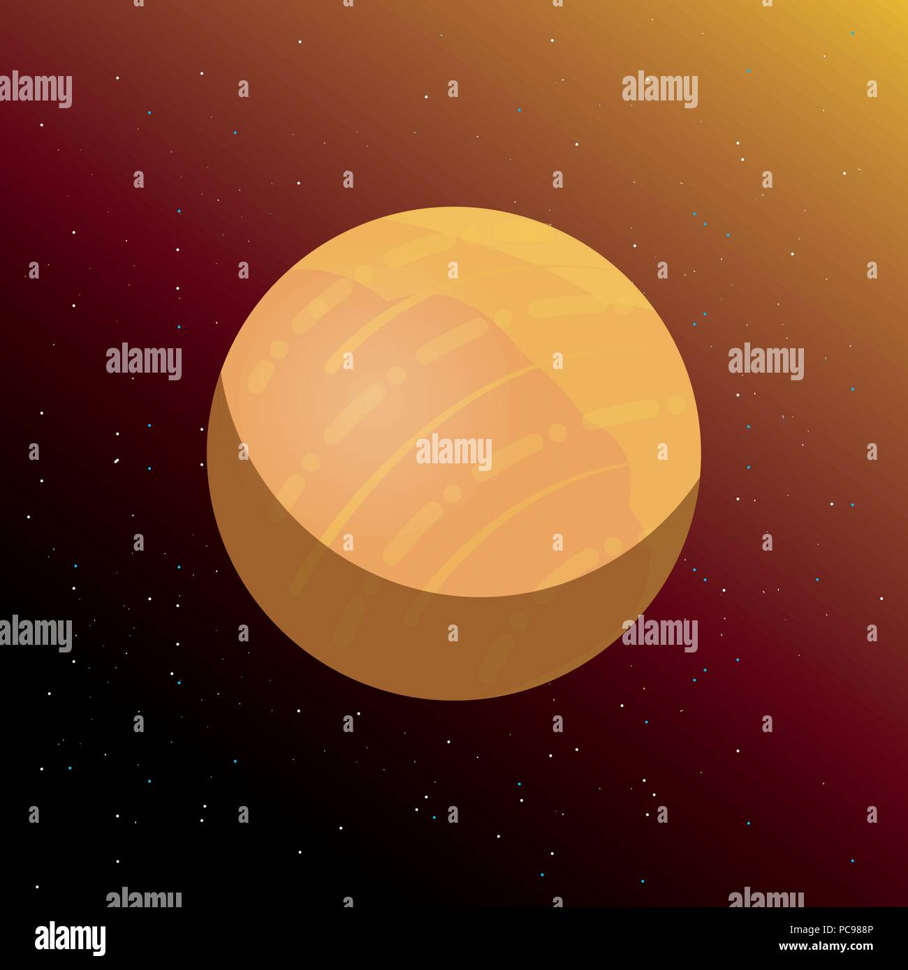 Planeta Venus en el espacio de fondo, ilustración vectorial diseño colorista. Ilustración del Vector