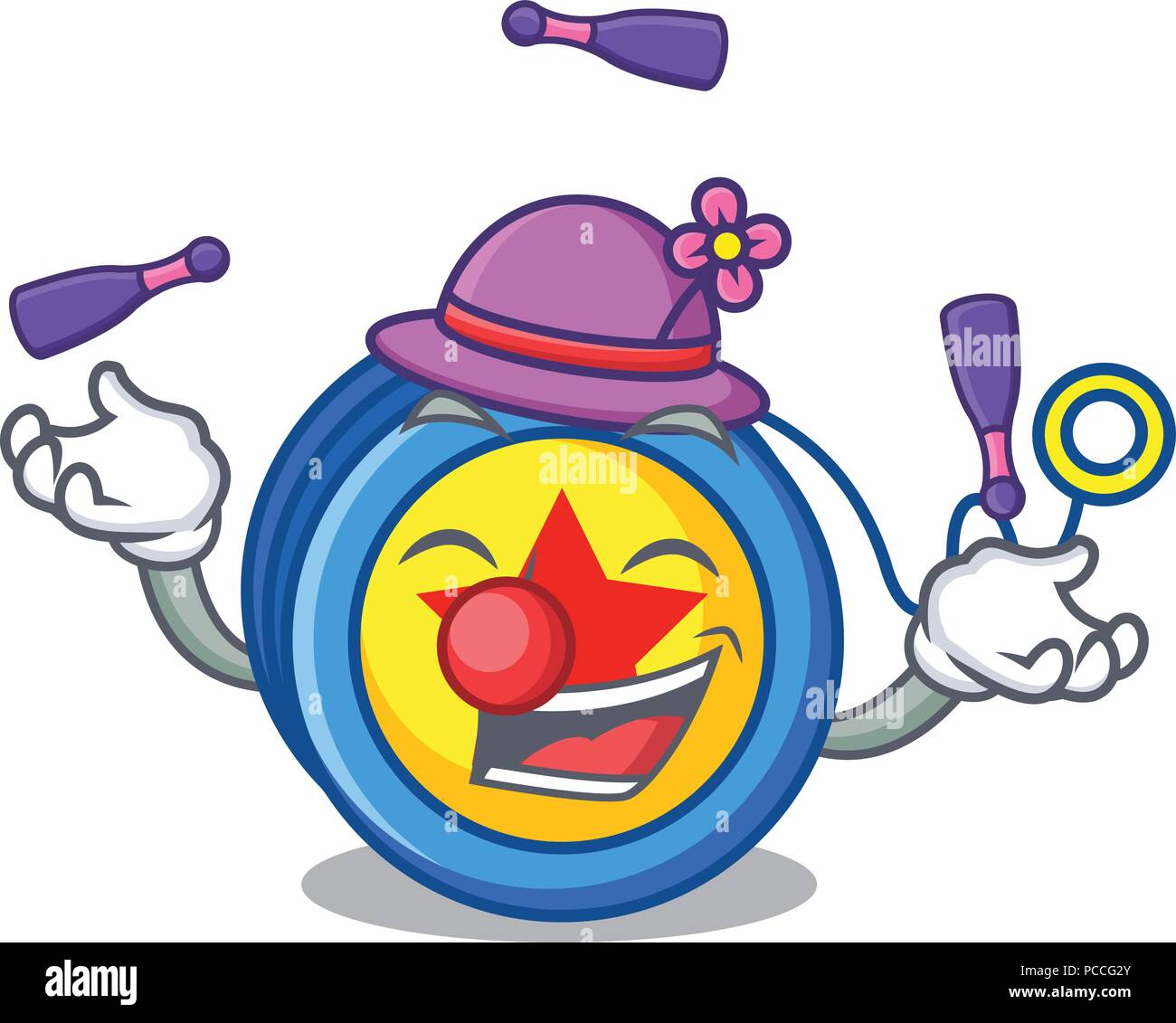 Juggling yoyo mascota estilo de dibujos animados Imagen Vector de stock