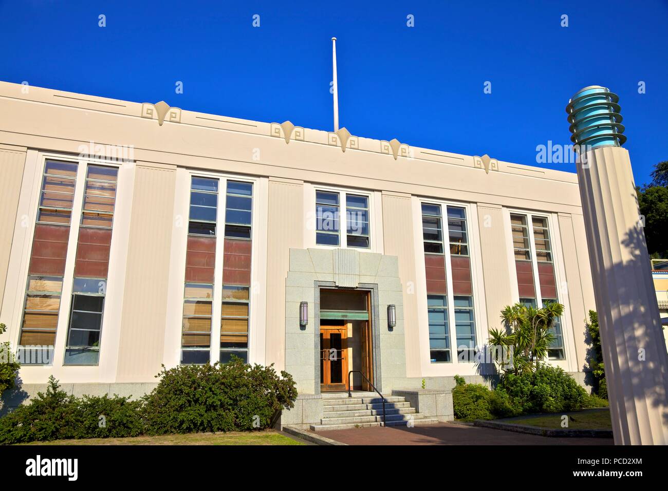 El Ministerio de Obras Públicas edificio Art Deco, Napier, Hawkes Bay, Isla del Norte, Nueva Zelanda, el Pacífico Foto de stock