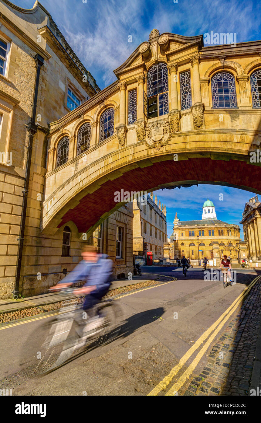 New College Lane, Hertford College, el Puente de los Suspiros (Hertford Bridge), Oxford, Oxford, Inglaterra, Reino Unido, Europa Foto de stock
