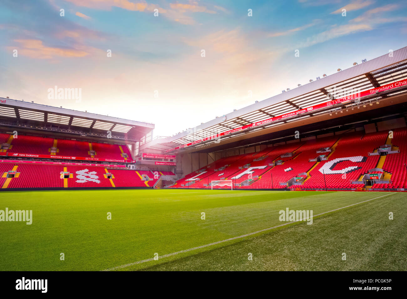 Anfield Stadium, el estadio del Liverpool FC. Foto de stock