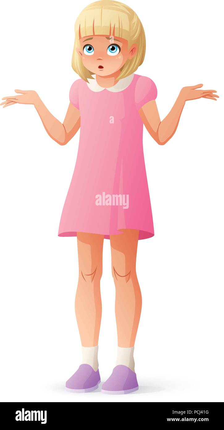 Sorprendido joven encogerse de hombros. Ilustración vectorial aislados