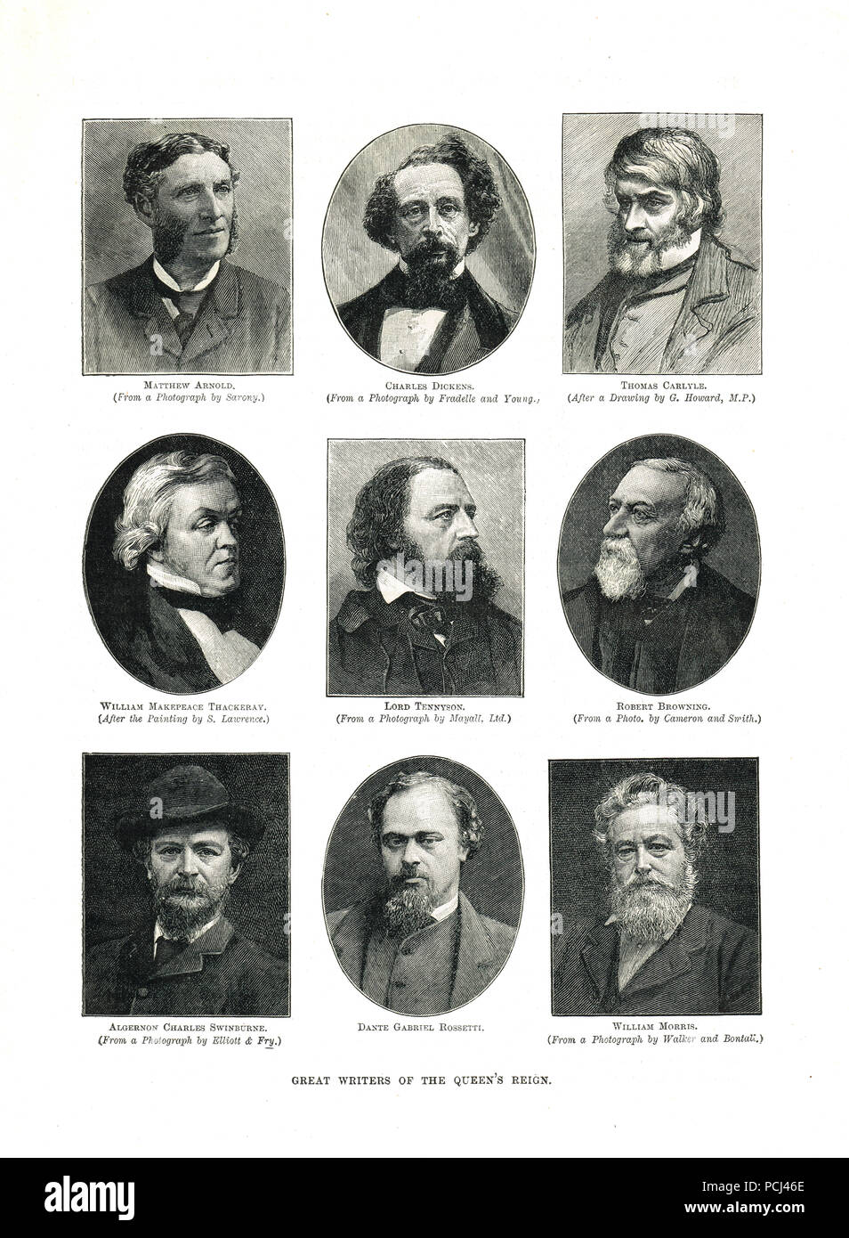 Grandes escritores de la época victoriana Foto de stock