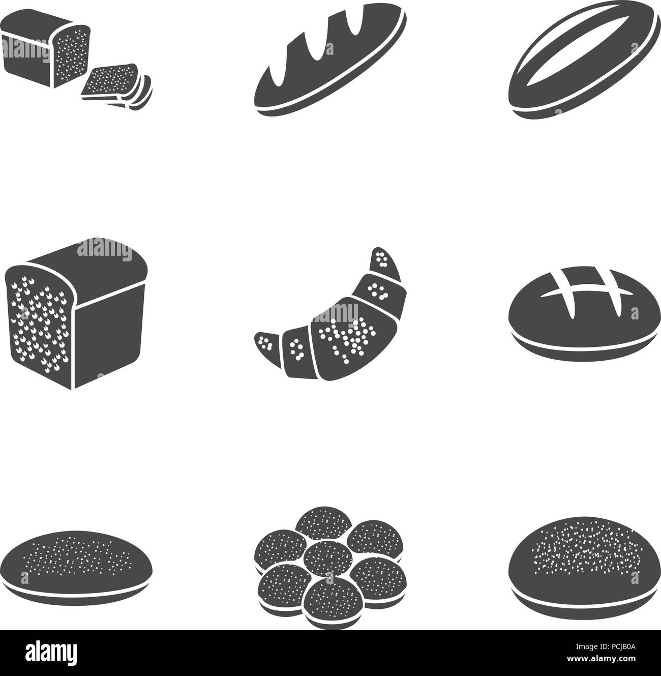 Pan establecer iconos en negro estilo. Colección grande de pan símbolo  vector stock Imagen Vector de stock - Alamy