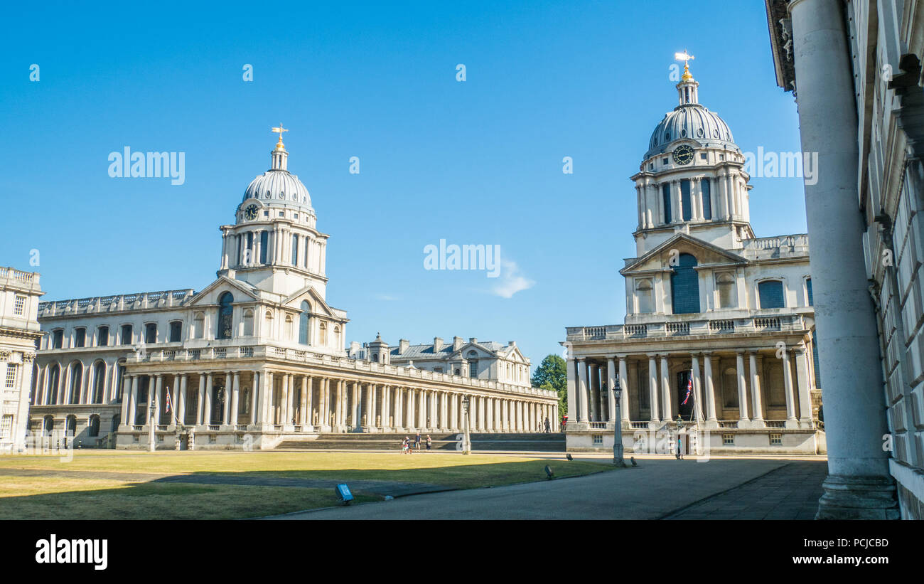 Universidad de Greenwich, situado en los terrenos de la Old Royal Naval College de Greenwich, Londres, Inglaterra Foto de stock