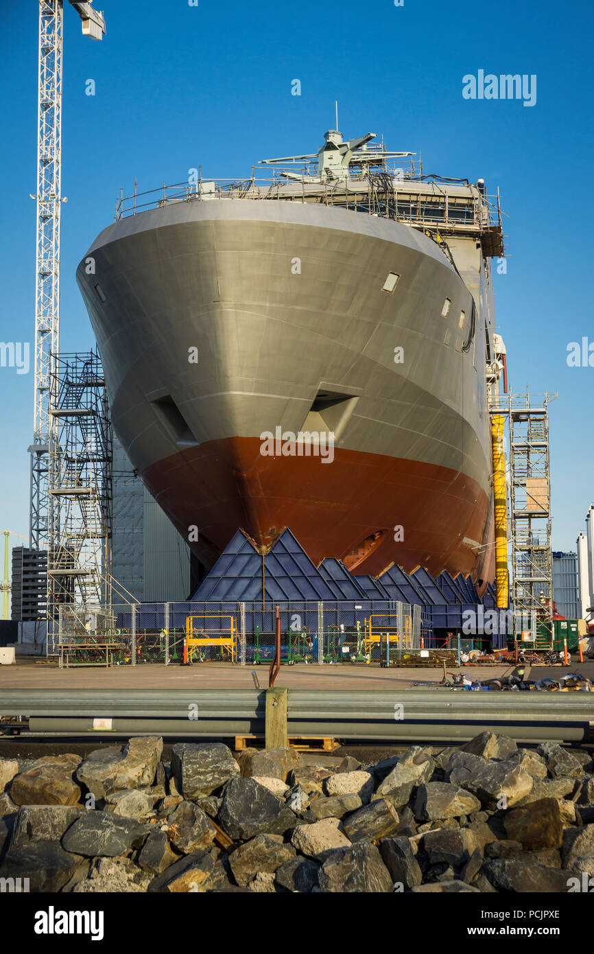 Continúa la construcción de la futura HMCS HARRY DEWOLFE Limitada Astillero en Halifax, Nova Scotia, Canadá. Foto de stock