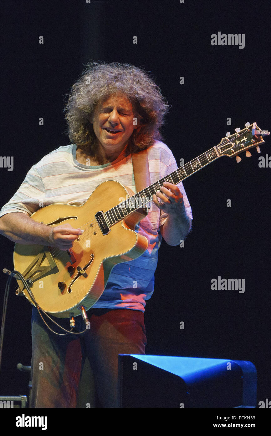 El guitarrista estadounidense de jazz Pat Metheny realiza en vivo en el  escenario durante el Festival de Las Noches de Botánica de 2018 en Madrid,  España. Featuring: Pat Metheny donde: Madrid, Comunidad