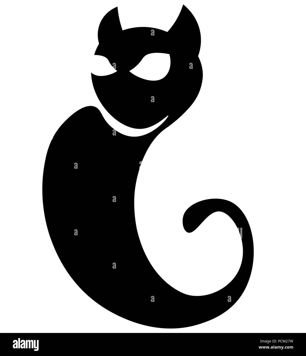 Silueta abstracta de gato negro, gato logotipo minimalista Imagen Vector de  stock - Alamy