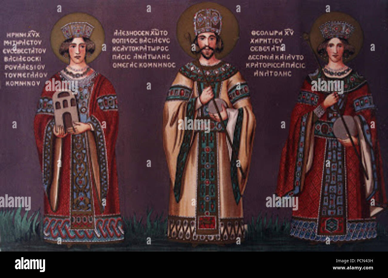 Alexios III de Trebizond entre su madre y su esposa. Foto de stock