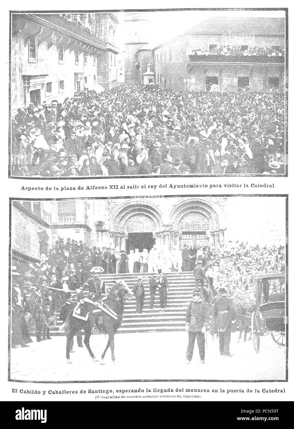 Alfonso XIII en Santiago de Compostela, de Campúa, Nuevo Mundo, 30-09-1904. Foto de stock