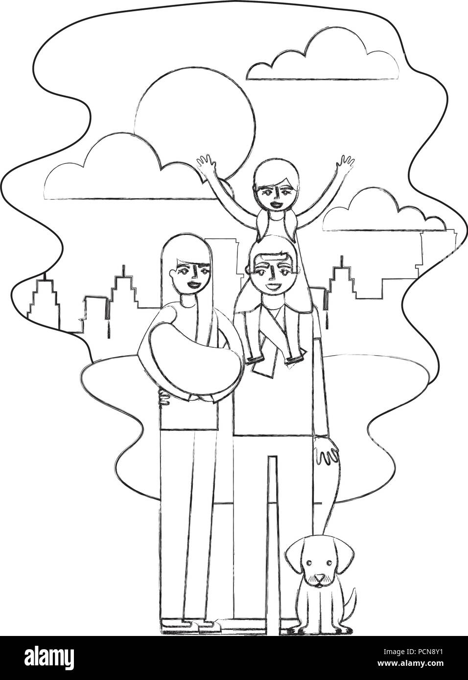 Hija De Papa Y Mama La Celebracion De Bebe Y Perro En El Parque Ilustracion Vectorial Dibujo A Mano Imagen Vector De Stock Alamy Hija De Papa Y Mama La Celebracion De Bebe Y Perro En El Parque Ilustracion Vectorial Dibujo A Mano Imagen Vector De Stock Alamy