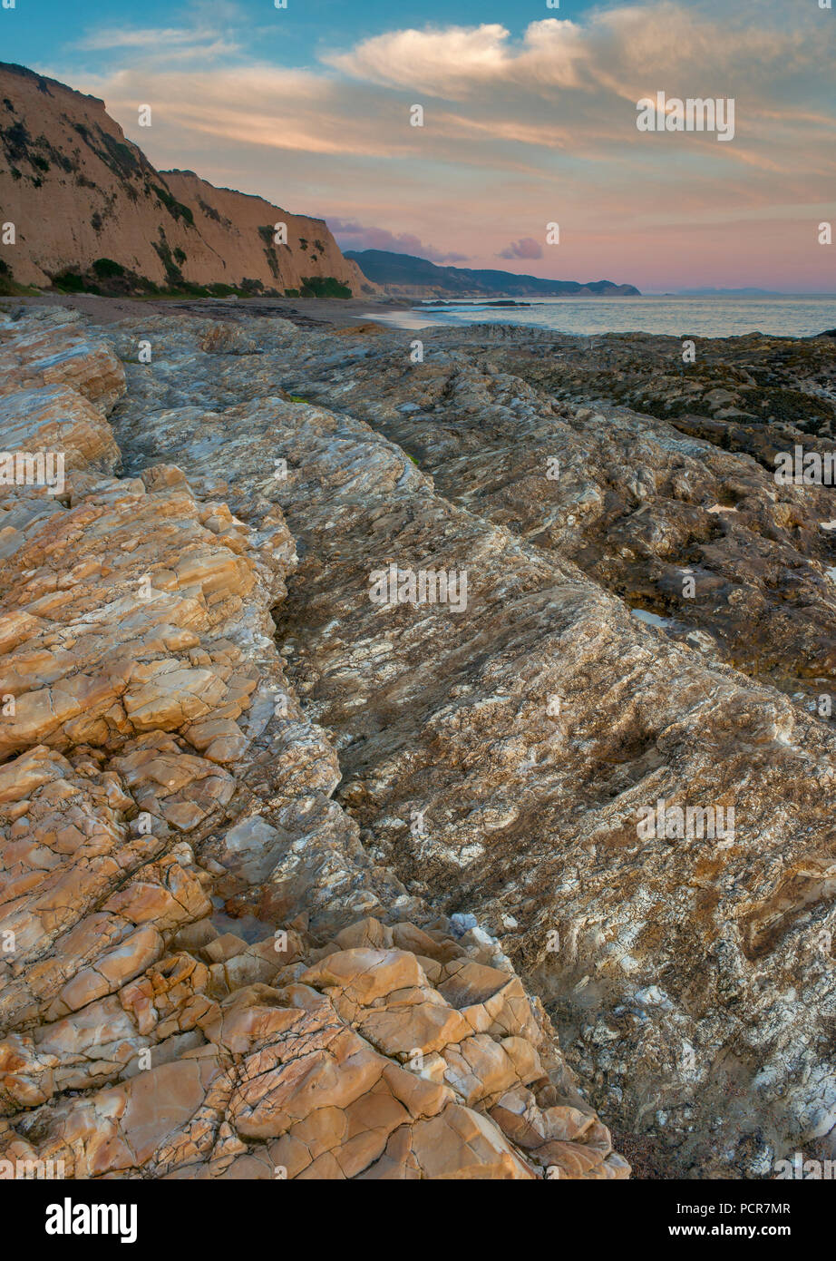 Playa esculpida, Point Reyes National Seashore, Marin County, California Foto de stock