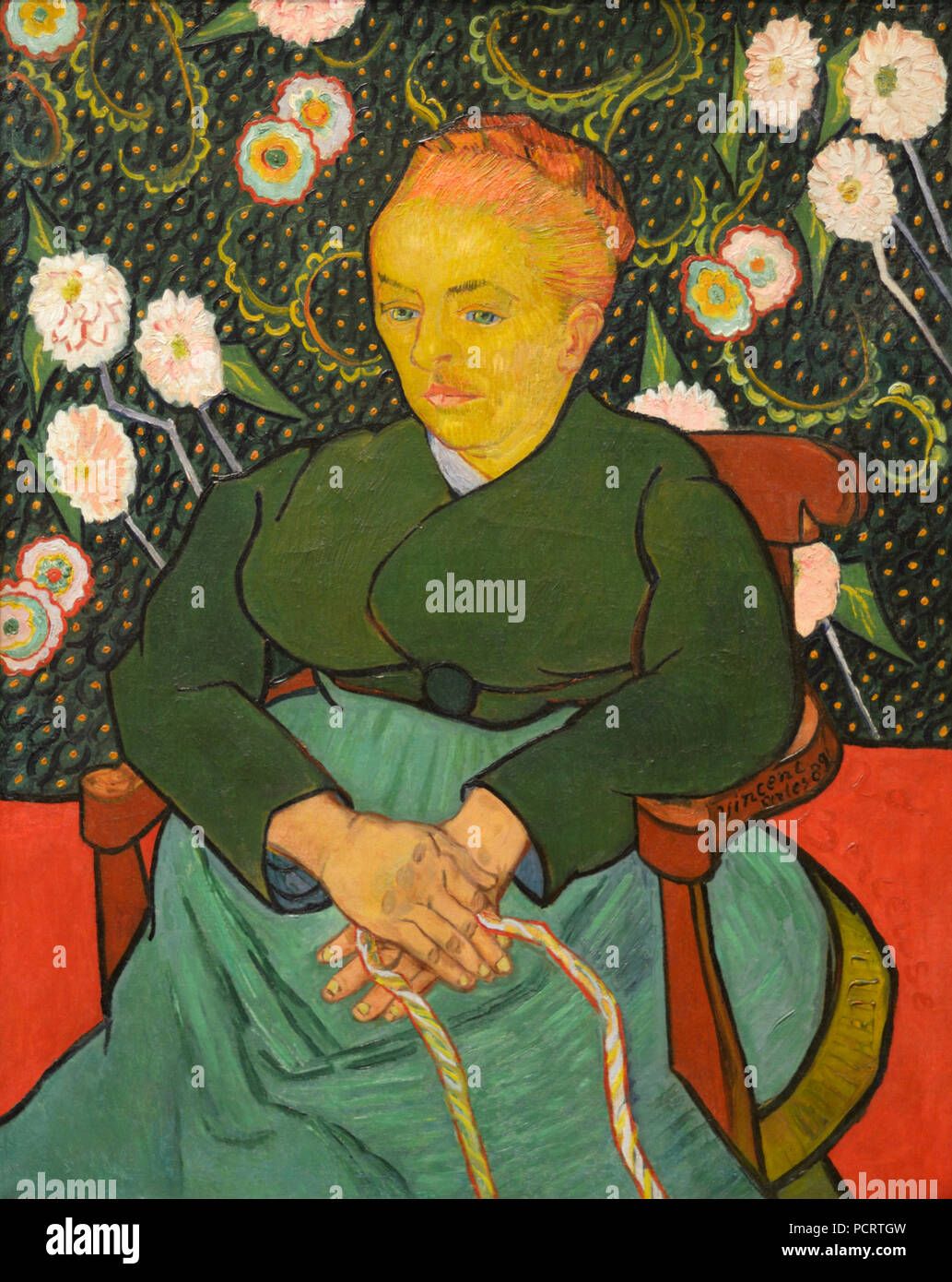 La Berceuse (Mujer meciendo una cuna; Augustine-Alix Pellicot Roulin), 1889 de Vincent Van Gogh Foto de stock