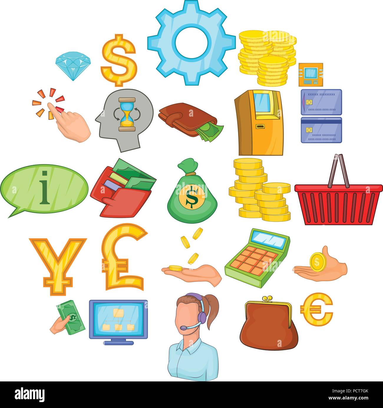 Los recursos financieros, el conjunto de iconos de estilo de dibujos  animados Imagen Vector de stock - Alamy