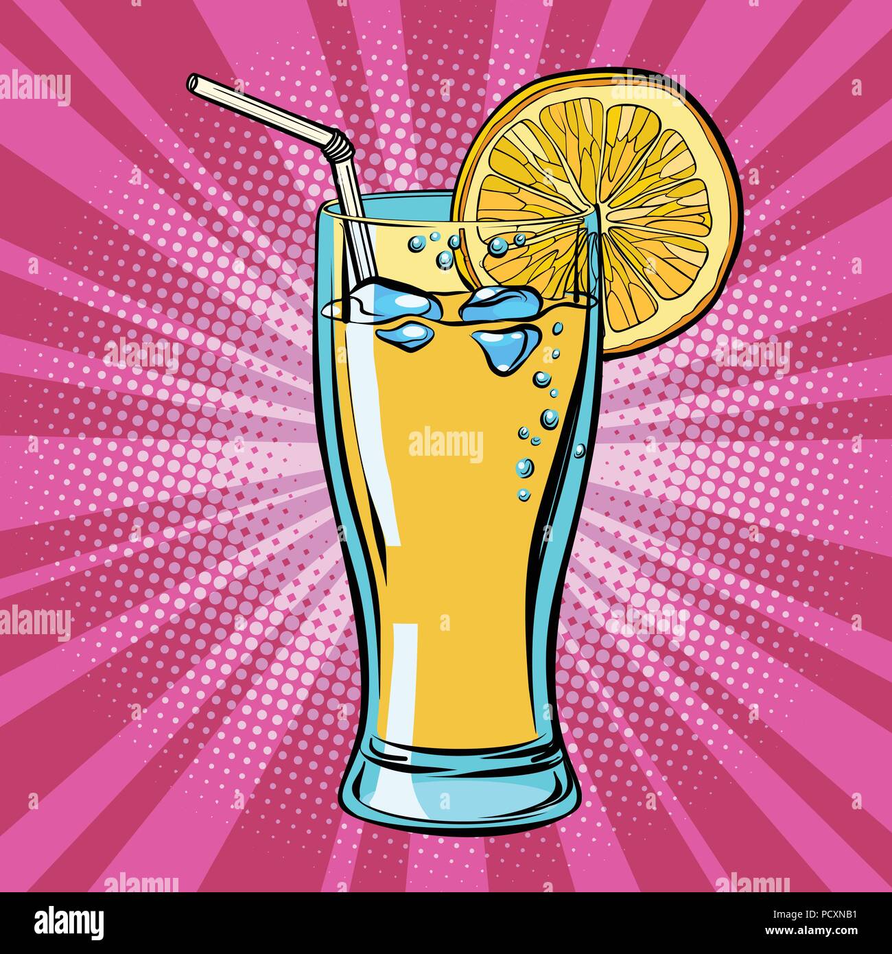 Amarillo limón limonada con zumo de bebidas Ilustración del Vector